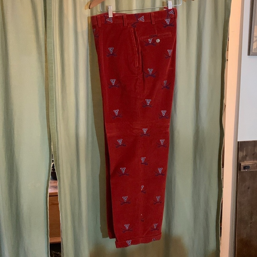 Men's Orange Corduroy Pants with UVa University of Virginia Logo Pattern